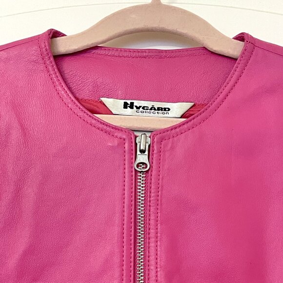 Nygard Collection Petites Pink Leather Jacket Lined Zip Front 6P - Picture 2 of 5